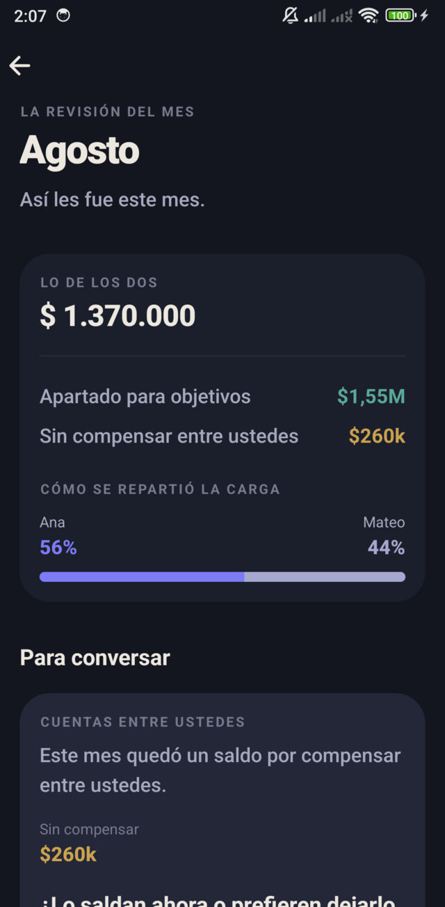 La revisión del mes en Katero: lo de los dos, cómo se repartió la carga y qué conversar.